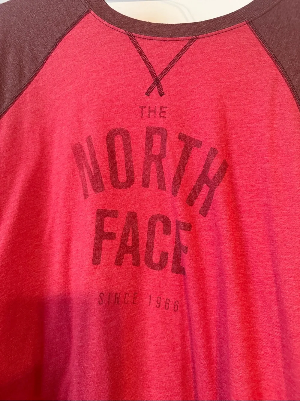 The North Face Men’s Red Raglan Sleeve Logo Top